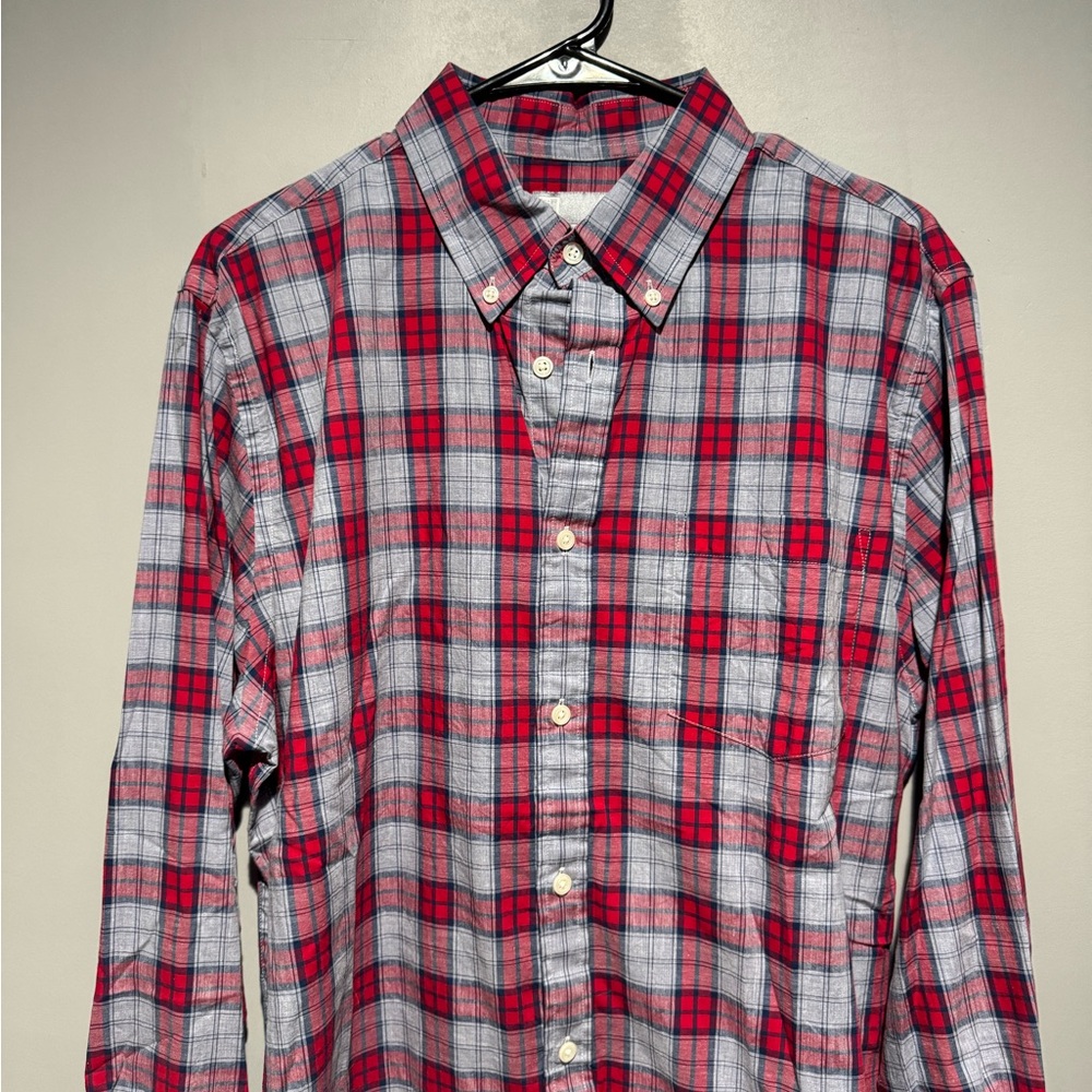 Red and Gray Plaid Men's Shirt